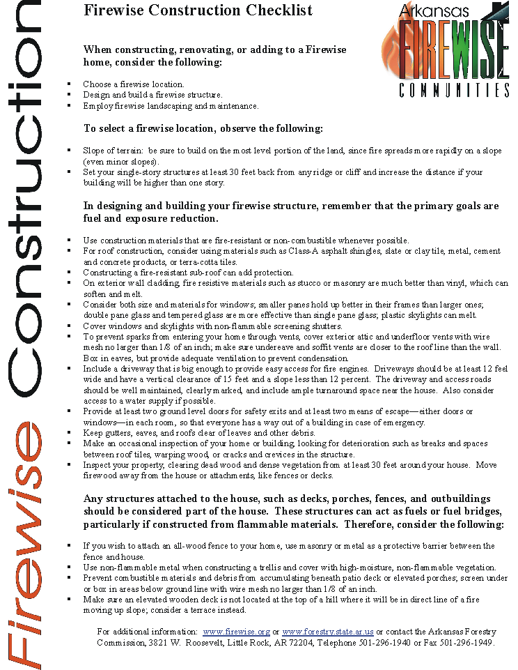 FireWise Construction Checklist