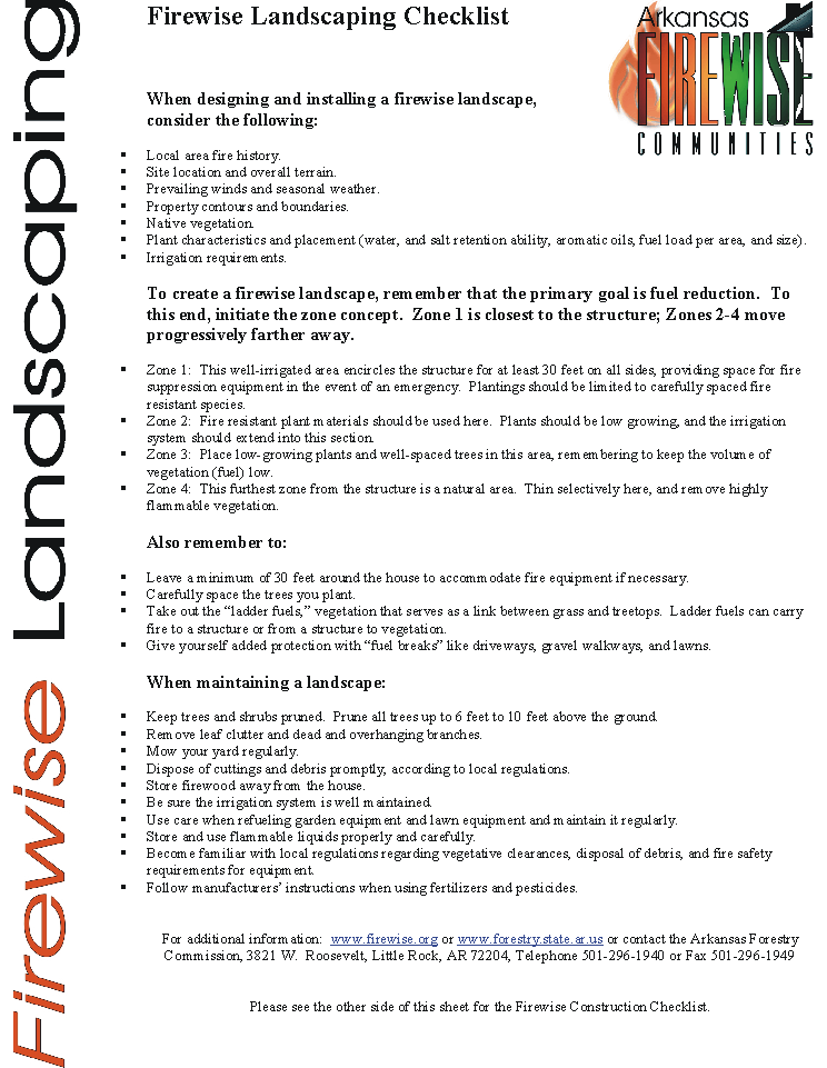 FireWise Landscaping Checklist